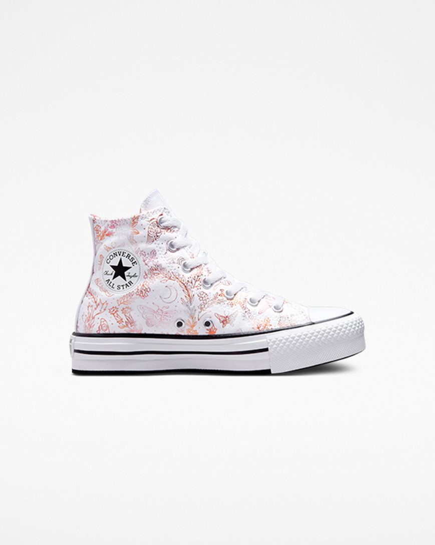 Topanky Na Platforme Converse Chuck Taylor All Star EVA Lift Butterfly Shine Vysoke Dievcenske Biele Ruzove Čierne | SK XUMOE3